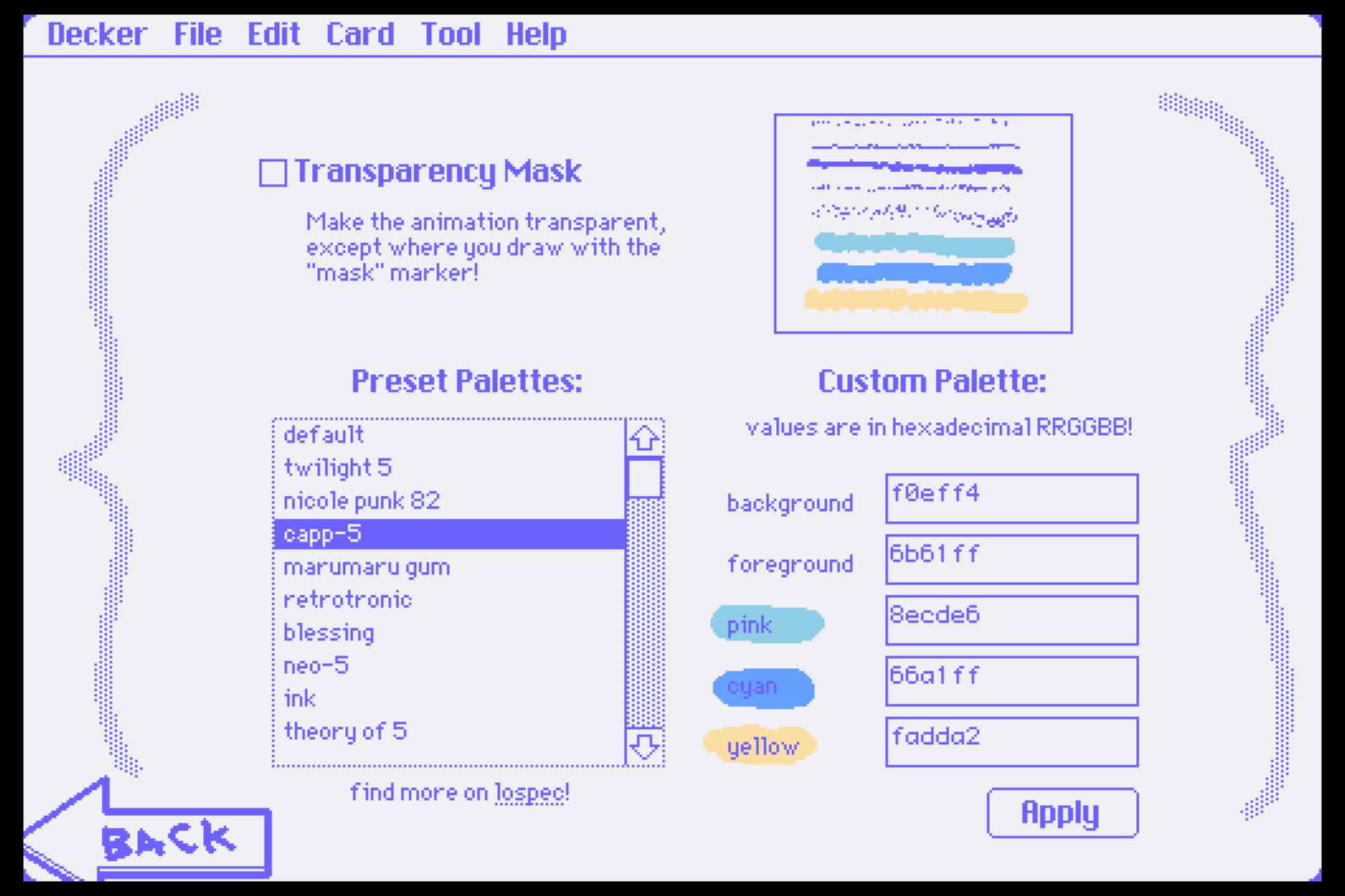 Điều khiển màu nền trong WigglyPaint